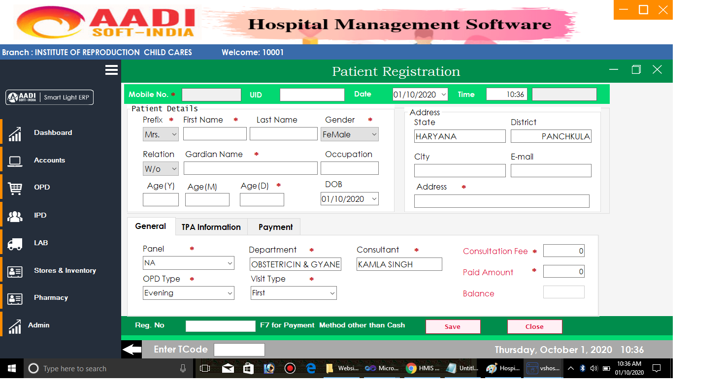 Hospital / Clinic / Nursing Home / Small Hospital Billing Software Dehradun Uttarakhand